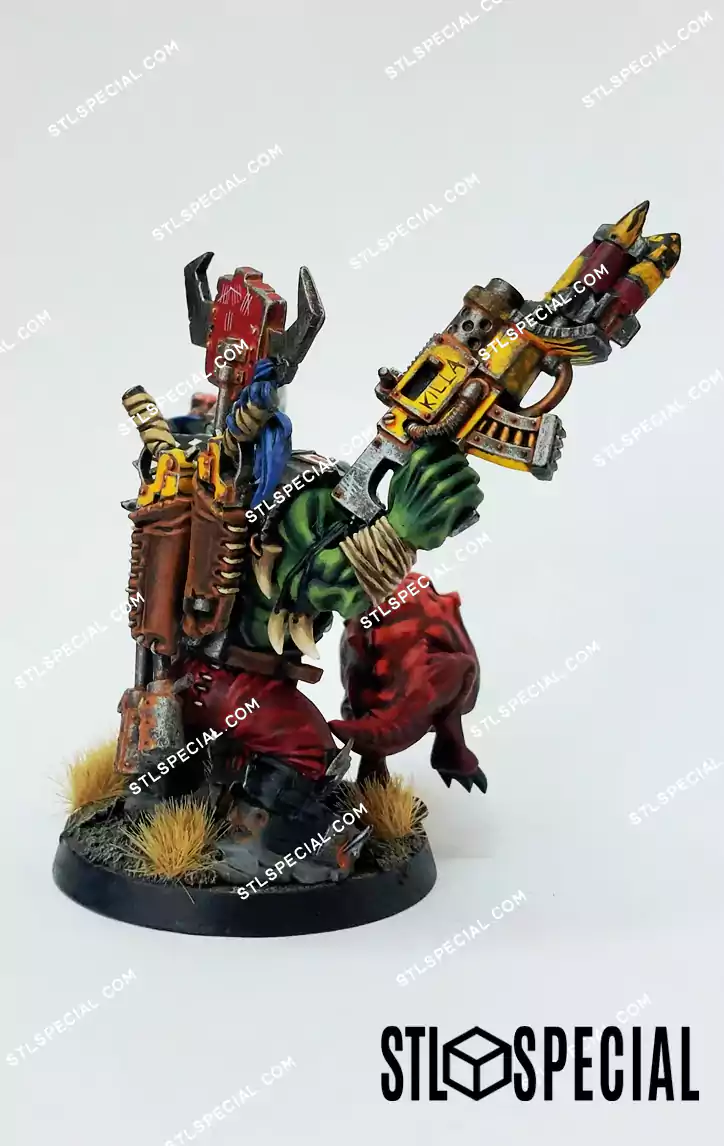 Ork Warboss with Attack Squig STL Model