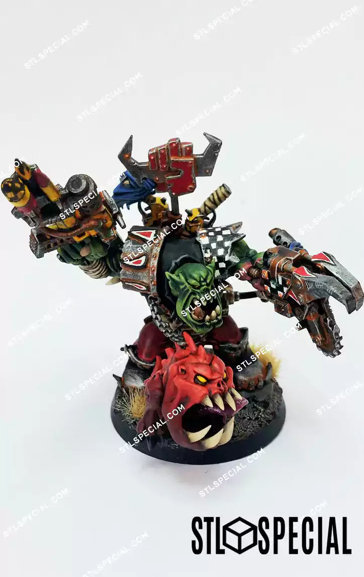 Ork Warboss with Attack Squig STL Model