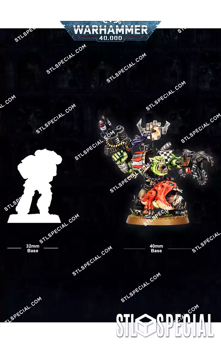 Ork Warboss with Attack Squig STL Model