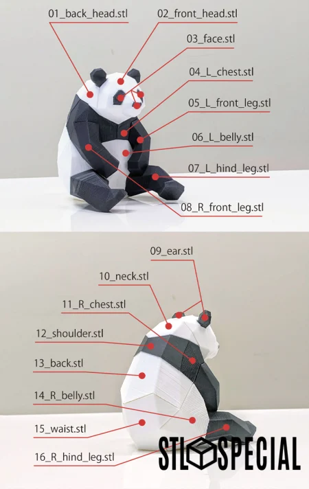 Panda Puzzle STL and 3MF