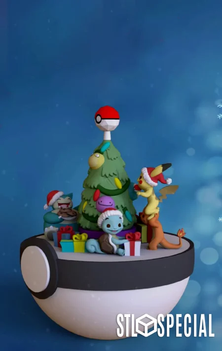 Pikachu, Charmander, and Squirtle Christmas 3D Print STL Files