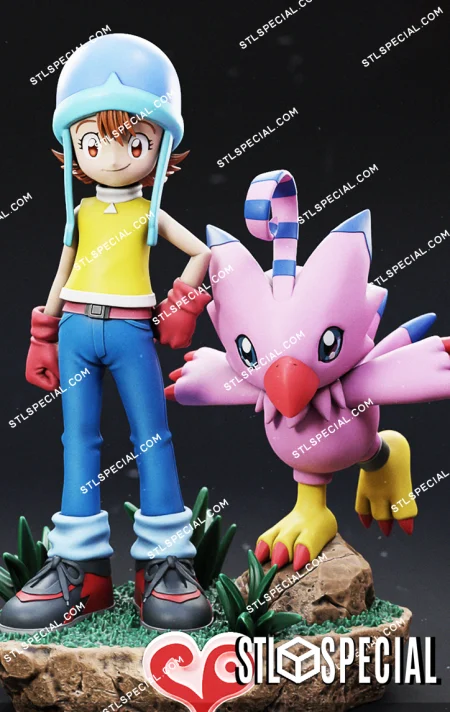 Sora and Biyomon STL 3D Model