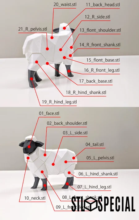 Low Poly Sheep Puzzle STL and 3MF