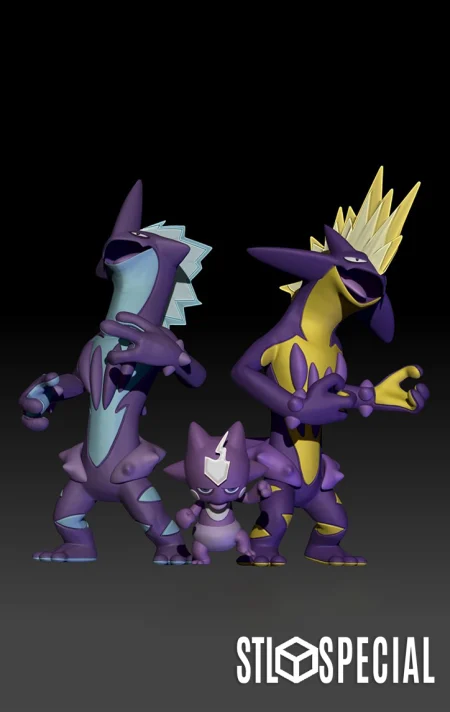 Toxel and Toxtricity Pokemon Evolution Set - 3D Model STL Files