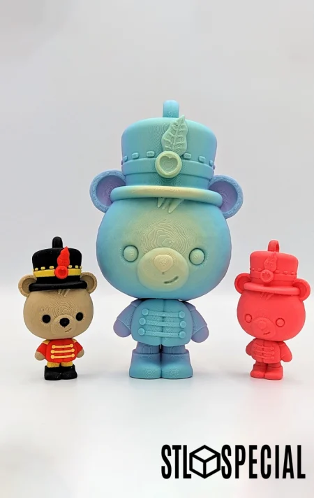 Nutcracker Teddy - Articulated Flexi Toy Keychain, Bauble, and Tree Ornament STL & 3MF