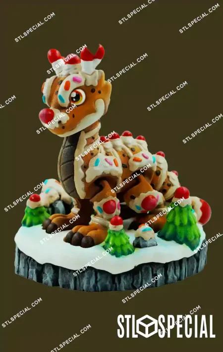 Flexi Gingerbread Dragon STL and 3MF