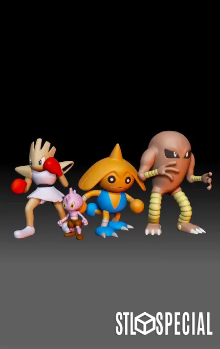 Tyrogue, Hitmonchan, Hitmonlee, and Hitmontop Pokemon STL Bundle