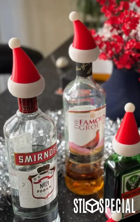 Santa Hat Bottle Topper 3D Print STL Files