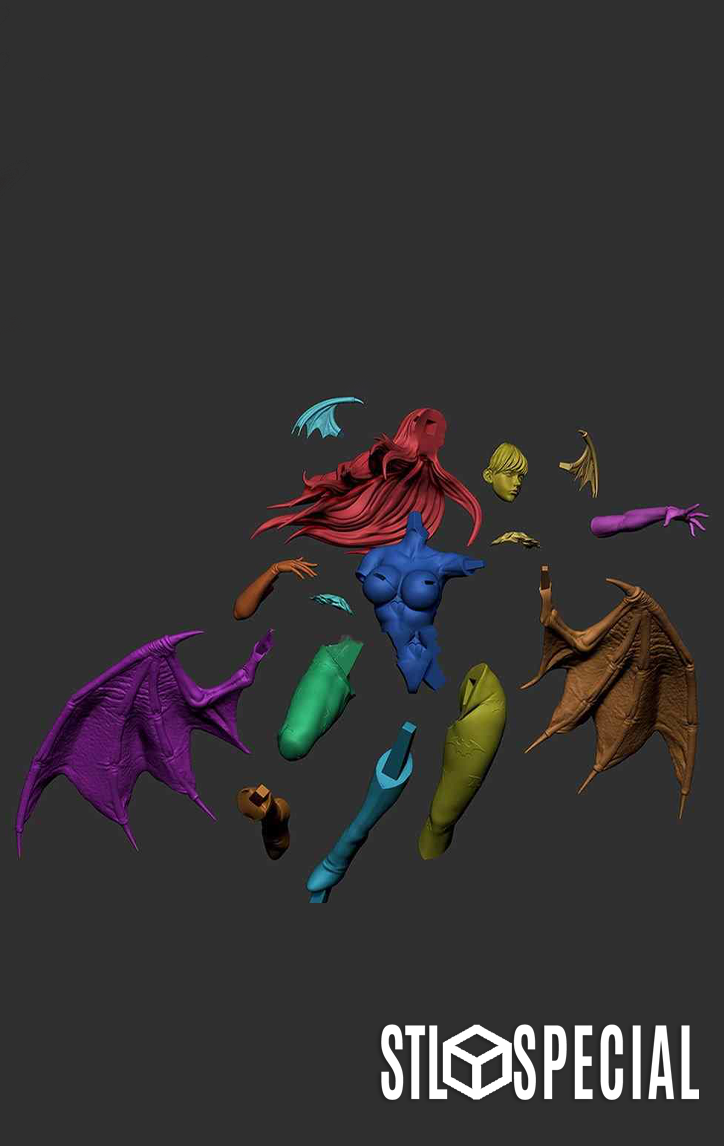 Darkstalkers – Succubus Morika and Lilith Vampire Diorama Statue 3D Print STL Files - Image 8