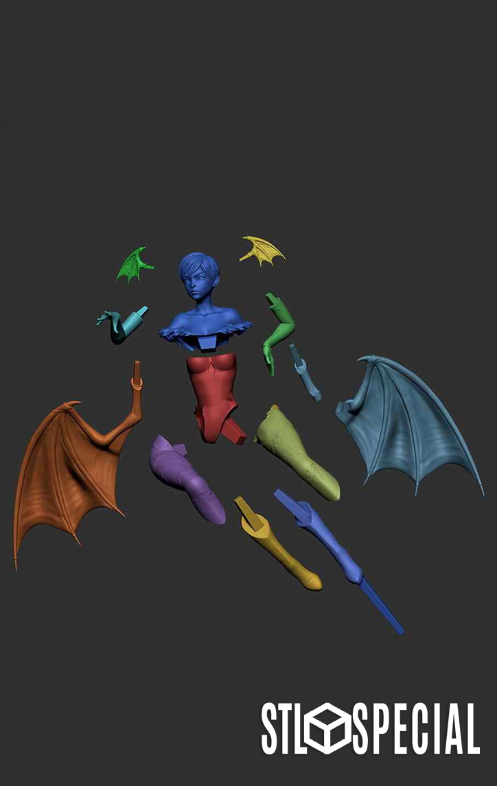 Darkstalkers – Succubus Morika and Lilith Vampire Diorama Statue 3D Print STL Files - Image 9