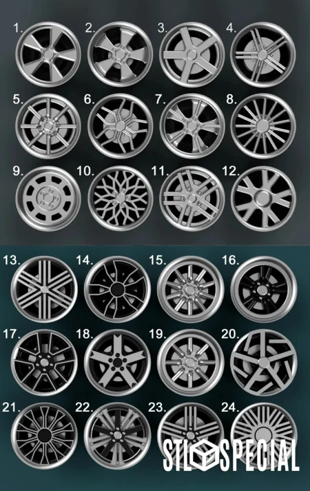 Tooned Cars - Wheel Collection (24 Rims) 3D Model (STL)