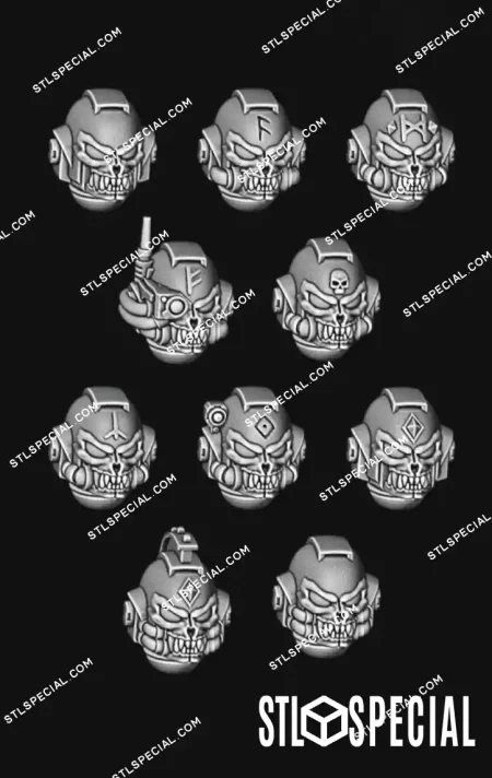 Wolf Skull Helmets Set of 10 STL pack
