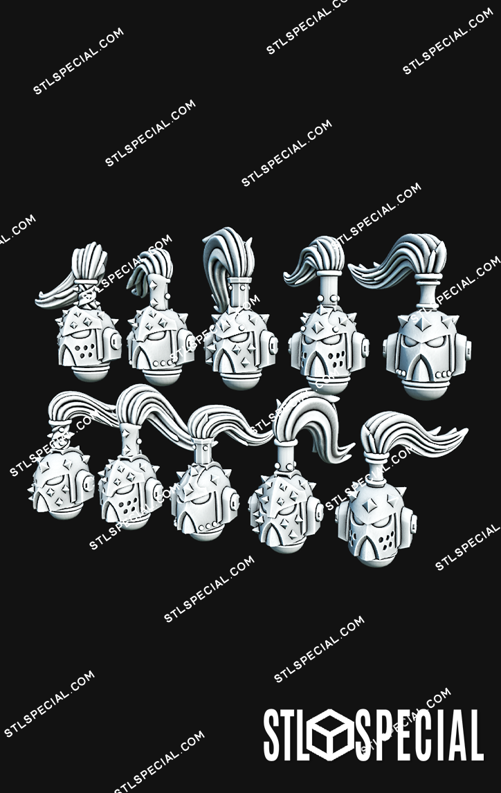 Studded Marine Helmets STL Special Pack – 30 Models - Image 8