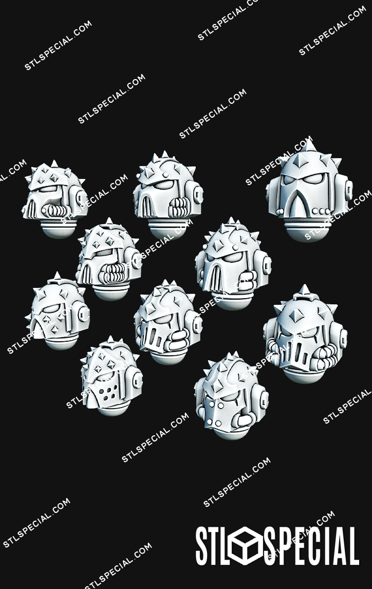Studded Marine Helmets STL Special Pack – 30 Models - Image 3