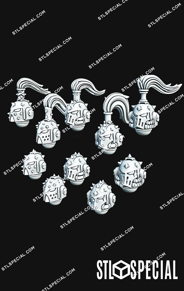 Studded Marine Helmets STL Special Pack – 30 Models - Image 2