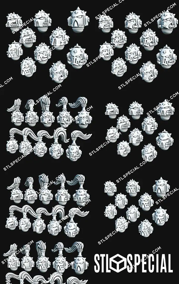 Studded Marine Helmets STL Special Pack – 30 Models