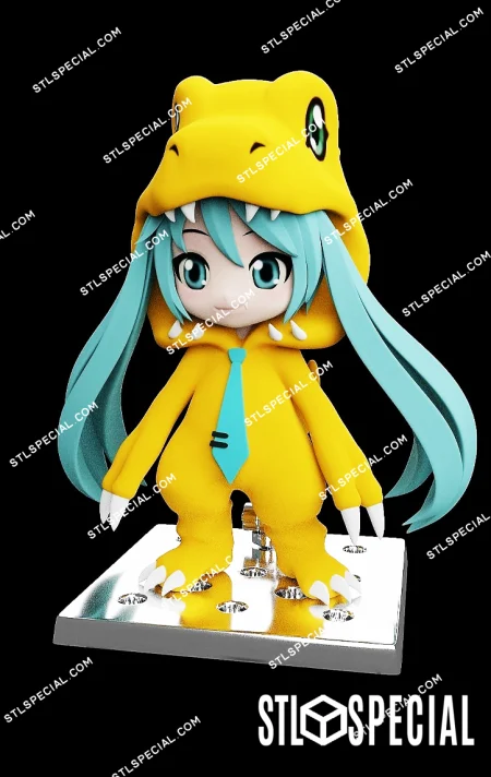 Hatsune Miku Agumon Dress STL 3D Model
