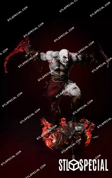 Kratos Full Figure and Bust STL 3D Model