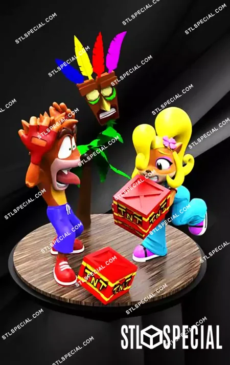 Crash and Coco Diorama STL 3D Model