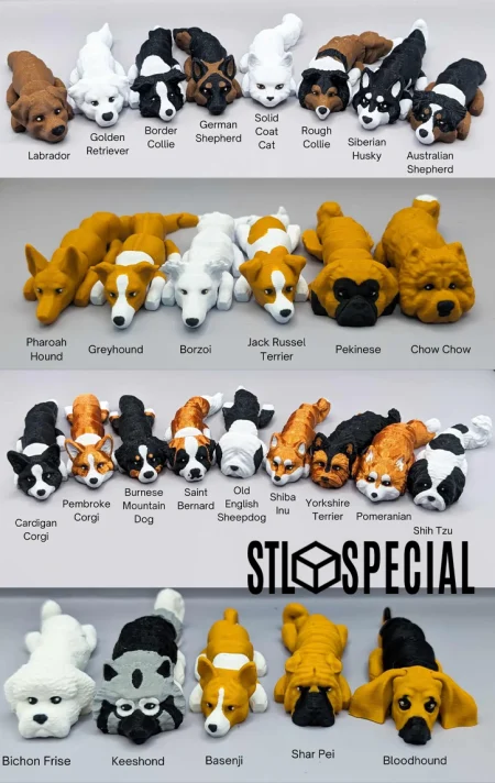 Dogs Articulated Flexi Toy Keychain Pack STL Special