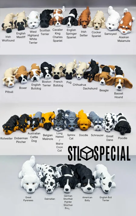Dogs Articulated Flexi Toy Keychain Pack STL Special