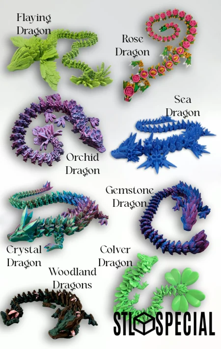 Dragons Articulated Flexi Toy Pack STL