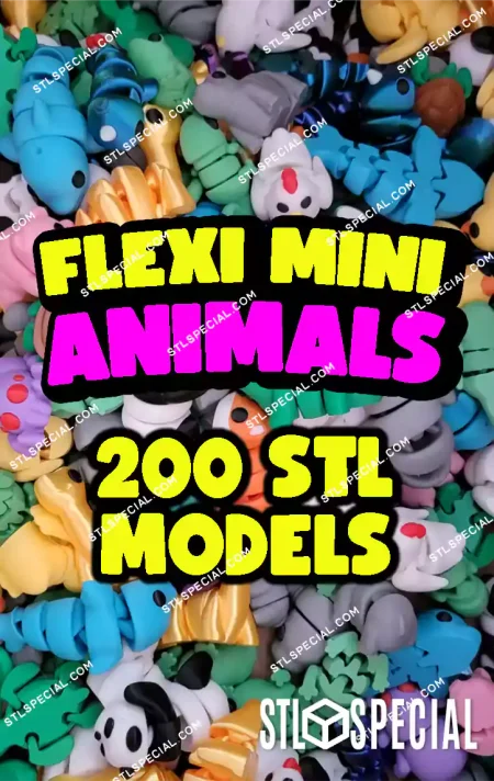 '+200 Flexi Mini Animals STL & 3MF - Keychain