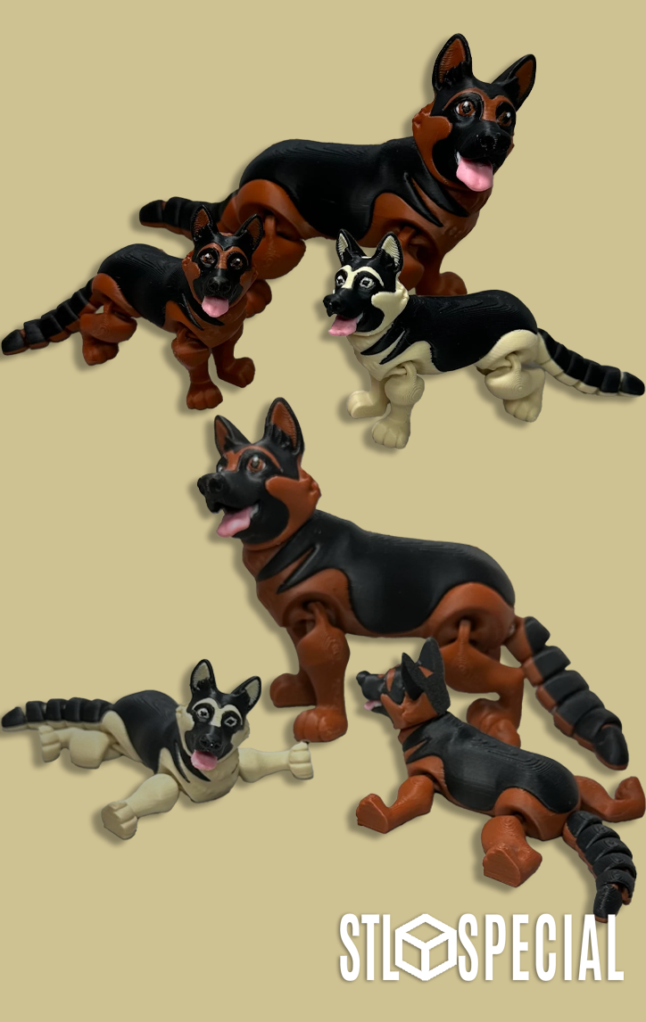 German Shepherd Articulated Flexi STL File