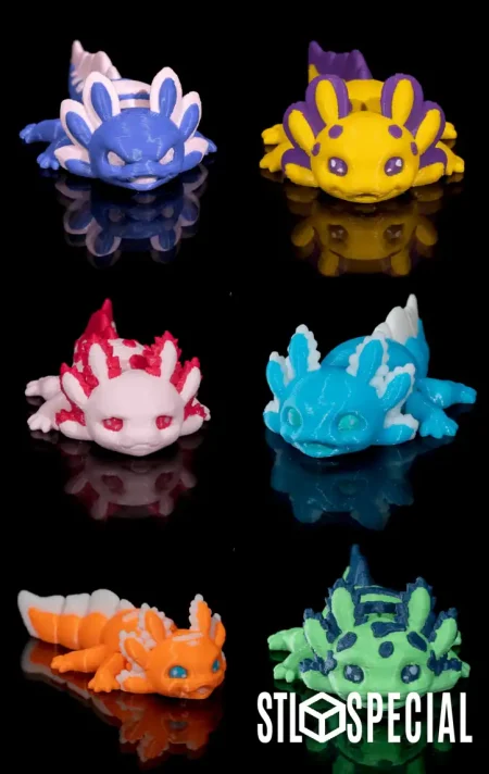 Baby Axolotl Pack - STL & 3MF