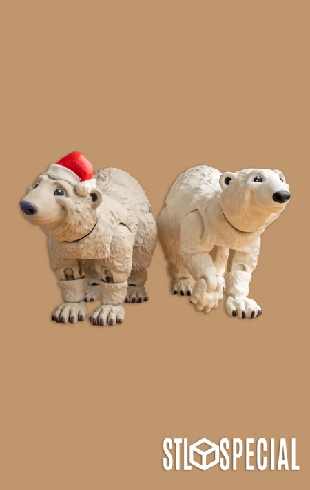 Polar Bear Articulated Flexi Toy STL and 3MF