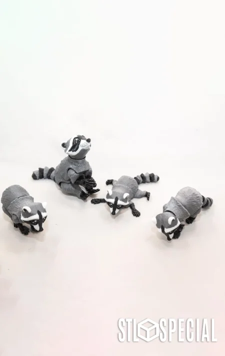 Raccoon Articulated Flexi Toy STL and 3MF Models