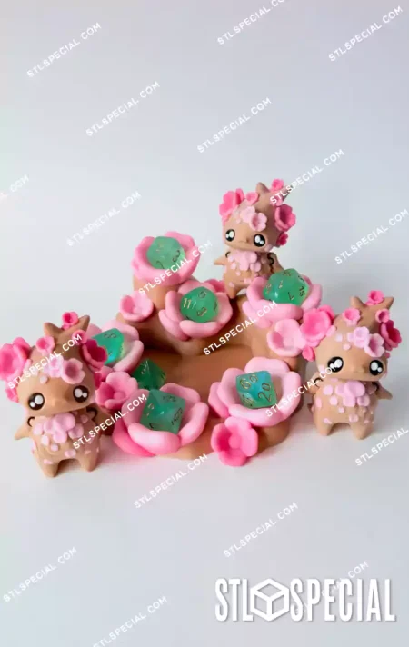 Cherry Blossom Pixie and Dice Stand STL