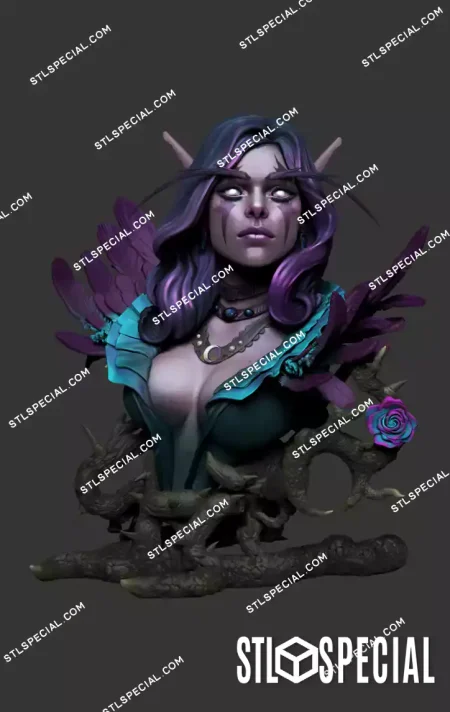 Night Elf Bust STL 3D Model