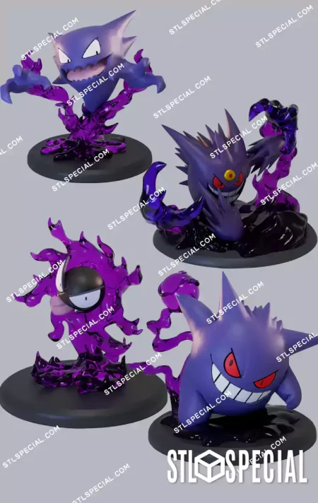Pokemon Gengar Pack STL 3D Model