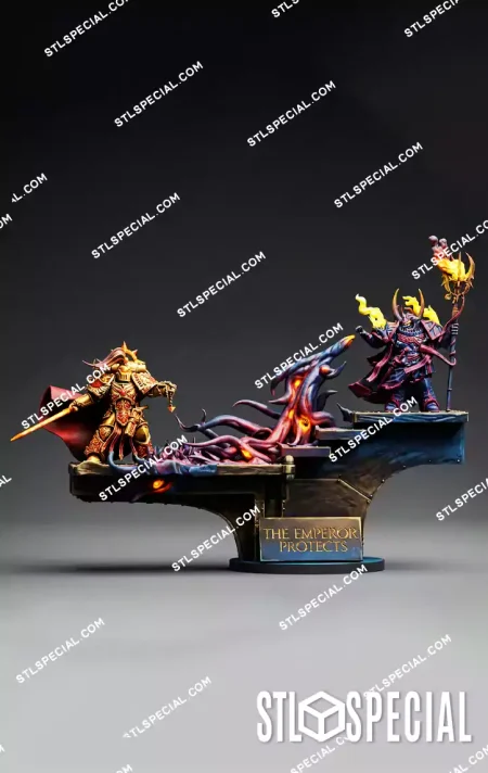The Emperor Protects Imperial vs Chaos Diorama STL