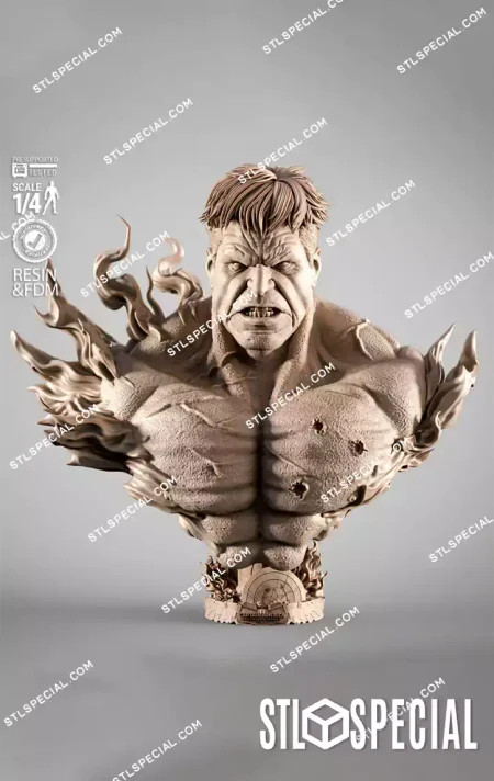 Red Hulk Portrait Bust STL Files