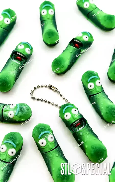 Pickle Rick Keychain STL and 3MF Files