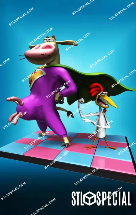 Cow and Chicken STL 3D Model