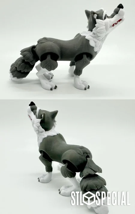 Wolf Articulated Flexi Toy STL and 3MF